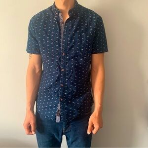 Cactus New York fox patterned button up dress shirt slim  fit MED